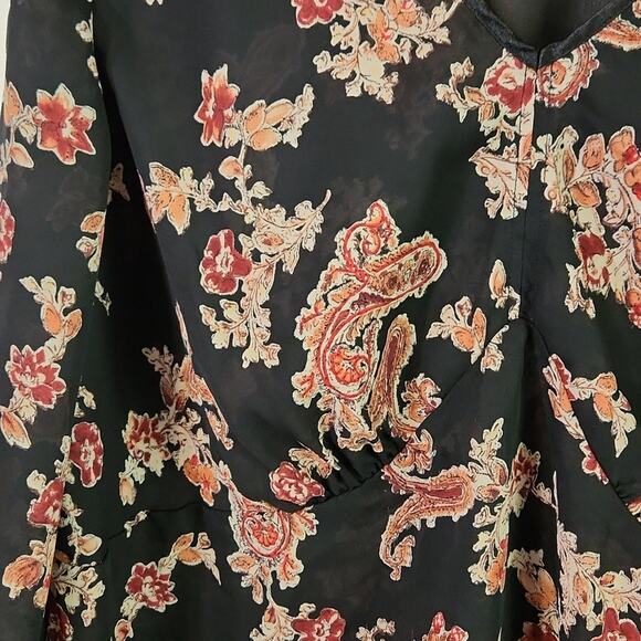 Venezia Womens Black Floral Babydoll Blouse Size 18/20 Sheer Dark Romantic - Picture 4 of 10